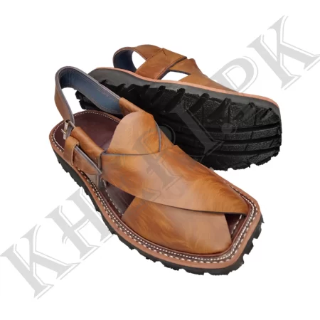 Quetta Norozi chappal/Sandal Brown Texture - Thick Tyre Sole - Art-82