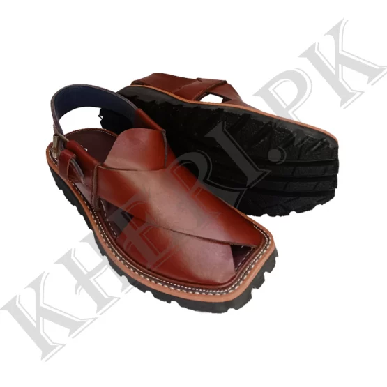 Handmade Quetta Norozi chappalSandal Maroon -  Thick Tyre Sole 